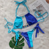 Zingj 2024 New Crystal Diamond Bikini Sexy Quilting Tied With Women's Split