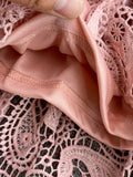 Vintage Red/White/Pink Hollow Out Lace Blouse Women Elegant Lantern Long Sleeve Single Breasted Tops Female Blusas