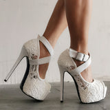 Tiangai Night Lace Wedding Shoes Water Table Fish Mouth High Heel Size 47 Women Singles Shoes