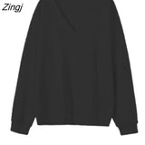 Women Chic Loose Long Sleeve Basic Autumn Ladies Clothing Korean Fashion Outerwear V-neck Female Streetwear
