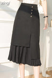 Women's Skirts High Waist Beading Girl's Mid-calf Skirt Solid Skirts for Women Vintage Fashion 2023 Summer Pleated Women