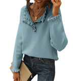 And Autumn 2025 New Women's Knitted Top Casual Long-Sleeved Button-Lace Cloth Cloth