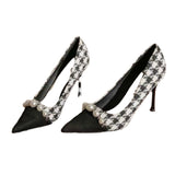 Fragrant High-Heeled Shoes 2025 New Autumn Tip French Single Shoes Thousand Bird Temperament Fine Heel Women's Shoes Large