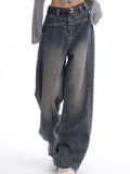 faded baggy boyfriend jeans with grosgrain