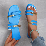 Women's Shoes Slippers 2025 Summer New Large-Size Color Flat Cool Slippers