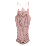 Women's New Body-Closing Bareback Slit Decorated Mini Dress