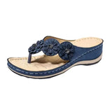 New Beach Sandals Line Thick Bottom Slope And Jacket Slippers Fashion Flower Decoration
