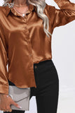 Women's Shirt Loose Shirts and Blouses Silk Button Up Shirt Oversized Blouse Women Fashion OL Women Clothing Womens