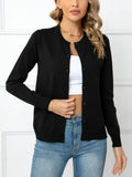 And Autumn Solid Color Round Collar Single Buckle Sweater Coat Casual Long-Sleeved Knitted Shirt