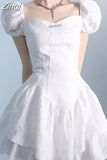 V-Neck Birthday French Maxi Dresses for Women Puff Sleeve Party Korean Dress Woman Corset Ladies Summer 2023