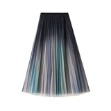 New High-Rise Display Thin Double-Layer Mesh Yarn Gradually Changing Color Bright Color Long Skirt 2025 Spring And Summer Women