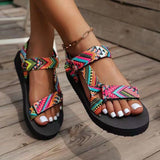 New Fashion Flat Beach Sandals Women's Thick-Soled Magic Stick National Wind Toe Women's