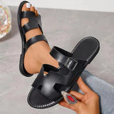 Summer New Flat Cool Slippers Women's Large Code Pure Color Wearing Casual Women's