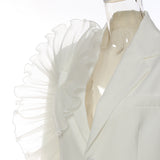 New Oversize Mesh Three-Dimensional Lotus Edge Irregular Loose Suit Casual Coat