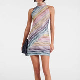 Women's Sleeveless Collar Dress Print Bag Hip Fashion Dress Women