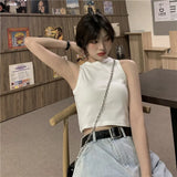 Zingj Round Collar Shows Thin Crop Short Money Wear Vest Summer 2024 New Hot Girl Sling Top Design