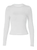 Solid Color Long Sleeve Top- Outfit