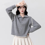 Turtleneck Sweater Women's New Winter Splicing Knitted Jersey Loose Design