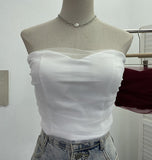 Babes Light Yarn Splicing Braless Sleeveless Top With Short Corset Corset Umbilized Bra Vest