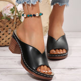 Summer New Fashion High-Heeled Coarse And Fish Mouth One-Word Drag Women Large And Cold Slippers