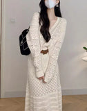 Small Fragrant Wind Hollow Knitted Suit Women 2025 Early Autumn High-End Temperament Half Dress Two