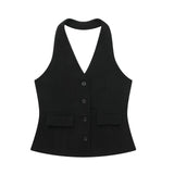 Back Collar Vest 8364532 Pleated Wide Leg Trousers 8365532