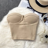 Zingj Color Strapless Vest Female Wearing Sexy Hot Girl Short Crop Slim Thin With Chest