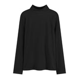 Zingj Velvet Half High Collar Bottom Shirt Women's Autumn 2024 New Interior With White Long-Sleeved T-Shirt Women's Chic Student