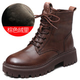 Leather Soft Bottom With Martin Boots Autumn And Winter New Short-Skin Women British Style Single Boots Work Fit Thick