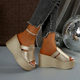 Pine Cake Word Cool Slippers Women's Summer New Large-Size Slopes And Sandals Fish Mouth High Heel