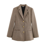 Spring New Fashion Temperament Waist Belt Thousand Bird Gait Suit Coat Women's