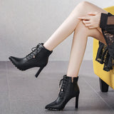 Black High Hedley Boots Women 2025 New Autumn/Winter With Pointed Boots Side Zipper Coarse And Martin