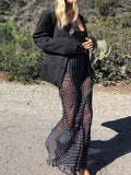 Polka Dot Sheer Mesh Maxi Dress- Outfit