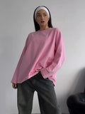 Fine Comb Cotton Solid Long-Sleeved T-Shirt Women Hot Loose Leisure Collar Top High