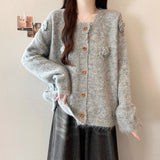 Small Fresh Three-Dimensional Flowers Knitted Shirt Women Autumn And Winter New Design Sense Age-Sensitive Sweater Coat