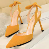 Shoes Bow-knot Women Sandals Suede Women Shoes Stiletto Heeled Sandals Summer High Heels Women Pumps Fashion