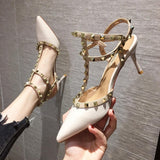 High Heel Women's Fine Heel Single Shoes 2025 Summer Sexy Pointed T-Shaped With Back Empty Willow Sandals