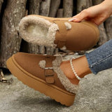 Plus Thick Hairy Shoes Women's Bobbs Shoes 2025 Autumn And Winter New Warm One-Foot Thick-Soled Cotton
