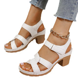 Hollow Magic High Heel Sandals Women's New Buckle Thick Heel Buckle With Fish Mouth