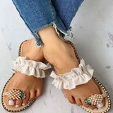 Large-Size Sandals Women 2025 Summer New Korean Version Of Fashion Wearing Flat-Bottomed Cold