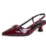 Patent Leather Heeled Sandals Women 2025 Summer New Retro Style And Korean Version Of Casual Single-Shoe