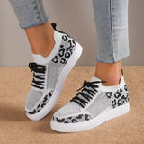 Women 2025 New Leopard Round Head With Flat-Soled Mesh Casual Sports Women's Single