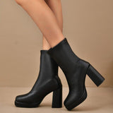 Boots Women 2025 Autumn And Winter New Fashion Retro High-Heere Zipper Thin Short