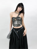 Summer Metal-Sensitive Silver Thai Small Sling Wearing Music Music Music Festival Folded Bracing Shoulder Hanging Neck