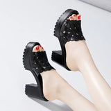 Summer Sandals And Slippers Women's Muffin Thick-Soled Waterproof Platform Fish Mouth Fashionable Large-Size Thick-Heeled High-Heeled