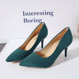 Spring New Large-Size High-Heeled Single-Shoe Rubber Sheel Fine Heel Light-Mouthed Women's Velvet High-Heeled