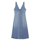 Blue Denim Dress Woman Sleeveless Long Dress Women Straps Midi Casual Dresses For Women Summer 2023 Holiday
