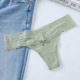 Breathable Thread Cotton Splicing Lace T-Shirt Cotton Lace Lace Side Large Size Low-Rise T-Pants Ladies