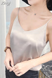 Summer Silk Camis V-Neck Basic Top Women Basic Tank Tops Woman Sleeveless Vest White Satin Corset Top Female Girls