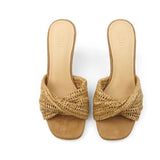 Slope And Retro Weaving High Heel Cool Drag Woman 2025 Summer New Dew Wearing Sandals Outside The Holiday